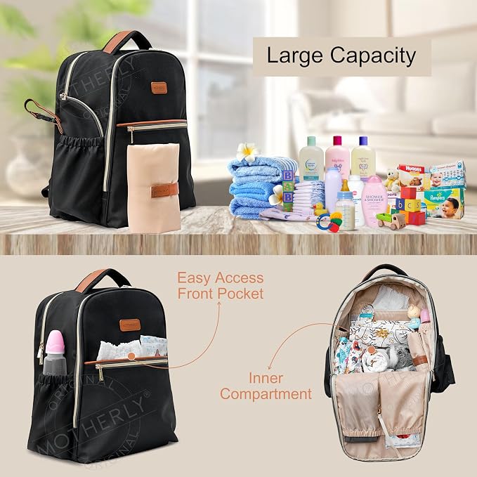 Motherly Laptop Diaper Bag for Mothers for Travel, Maternity Bag for Newborn Baby, Mothers Travelling Bag, Multi Pocket Water Resistant Baby Bag, Hospital Bag for moms with Warranty and Offers