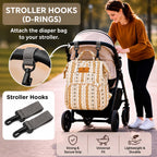Motherly Patented Diaper Bag Backpack for Moms | Waterproof Baby Travel & Maternity Bag | Spacious Nappy Bag with Multiple Compartments, Insulated Bottle Pockets & Warranty (Ethnic Series, Cream))