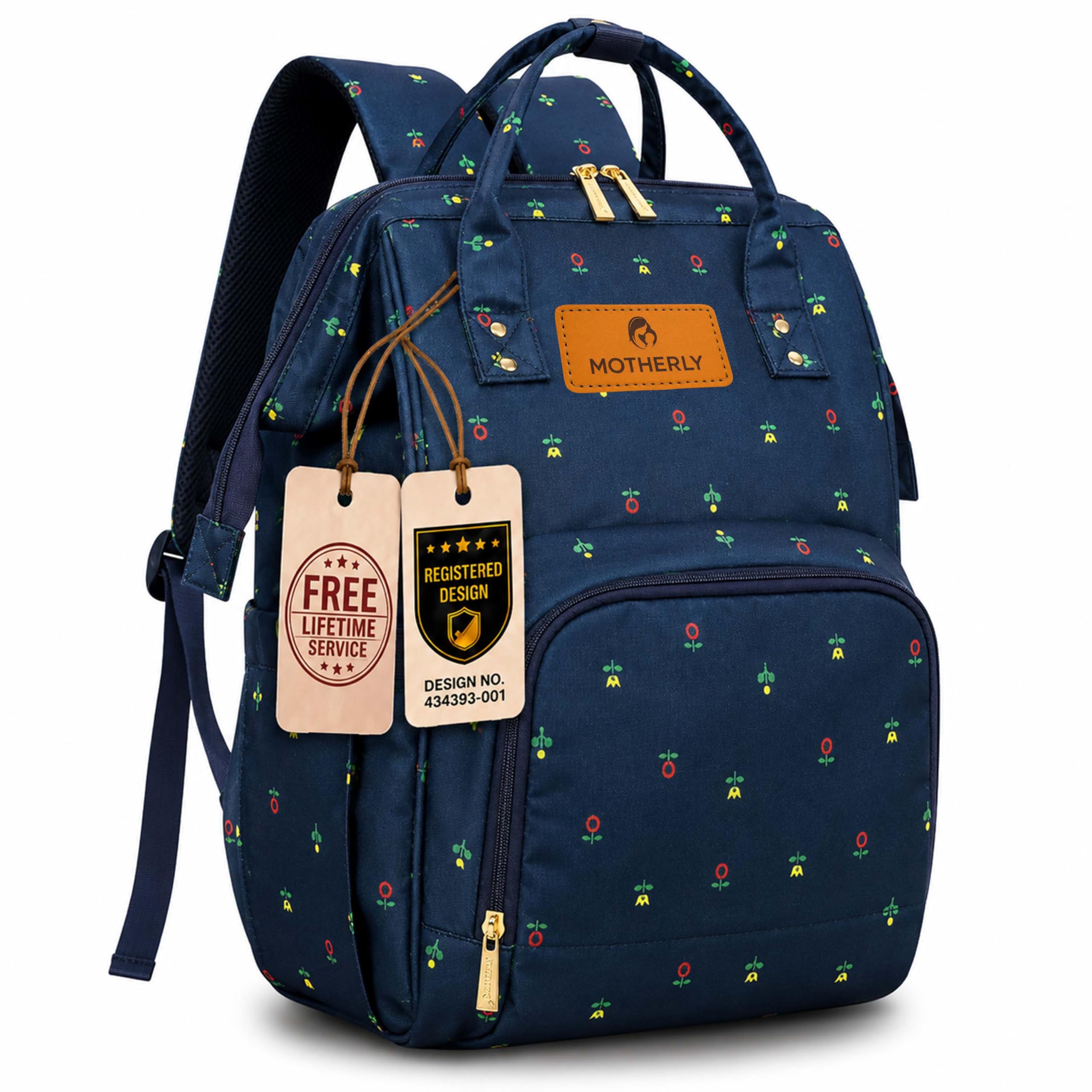 Motherly Patented Diaper Bag Backpack for Moms | Waterproof Baby Travel & Maternity Bag | Spacious Nappy Bag with Insulated Bottle Pockets & Warranty  (Elegant Series)
