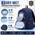 Motherly Elite Diaper Bag for Mothers for Travel, Maternity Bag for Newborn Baby, Mother Travelling Bag, Multiple Pocket Water Resistant Hospital Bag for moms with complimentary offers (Blue Flower)