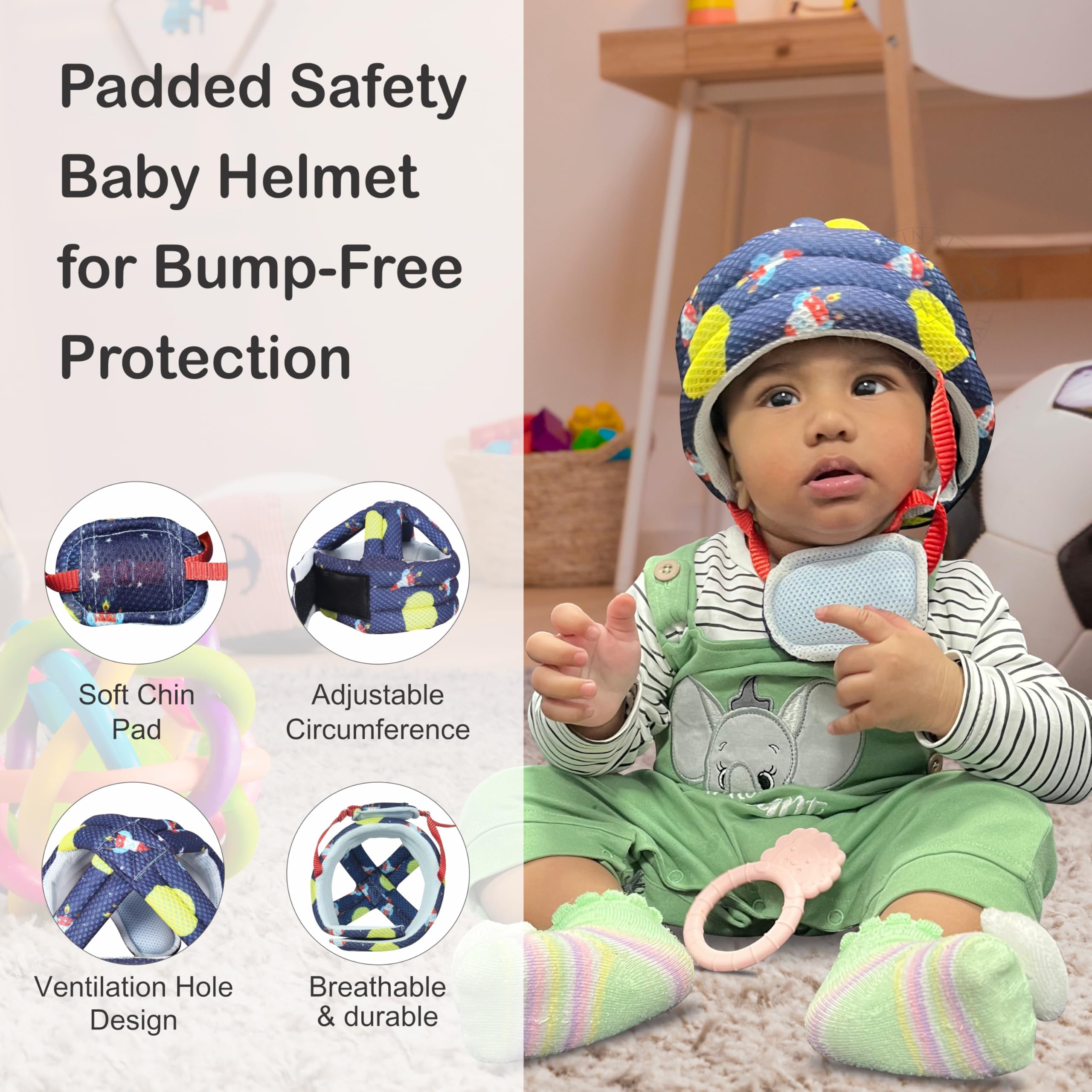Motherly Toddler Safety Hat with Chin Strap - Space