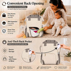 Motherly Patented Design Maternity Diaper Bag with Accessories | Waterproof Baby Travel Bag | Multi-Pocket Organizer for Newborn Essentials & Hospital Use (Envy Series) - Combo Cream Grey