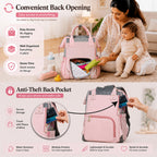 Motherly Patented Design Maternity Diaper Bag with Accessories | Waterproof Baby Travel Bag | Multi-Pocket Organizer for Newborn Essentials & Hospital Use (Envy Series) - Pink Grey