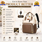 Motherly Patented Design Maternity Diaper Bag with Accessories | Waterproof Baby Travel Bag | Multi-Pocket Organizer for Newborn Essentials & Hospital Use (Envy Series) - Cream Brown