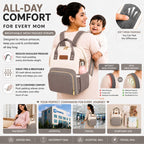 Motherly Patented Design Maternity Diaper Bag with Accessories | Waterproof Baby Travel Bag | Multi-Pocket Organizer for Newborn Essentials & Hospital Use (Envy Series) - Cream Grey