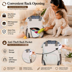 Motherly Patented Design Maternity Diaper Bag with Accessories | Waterproof Baby Travel Bag | Multi-Pocket Organizer for Newborn Essentials & Hospital Use (Envy Series) - Cream Brown