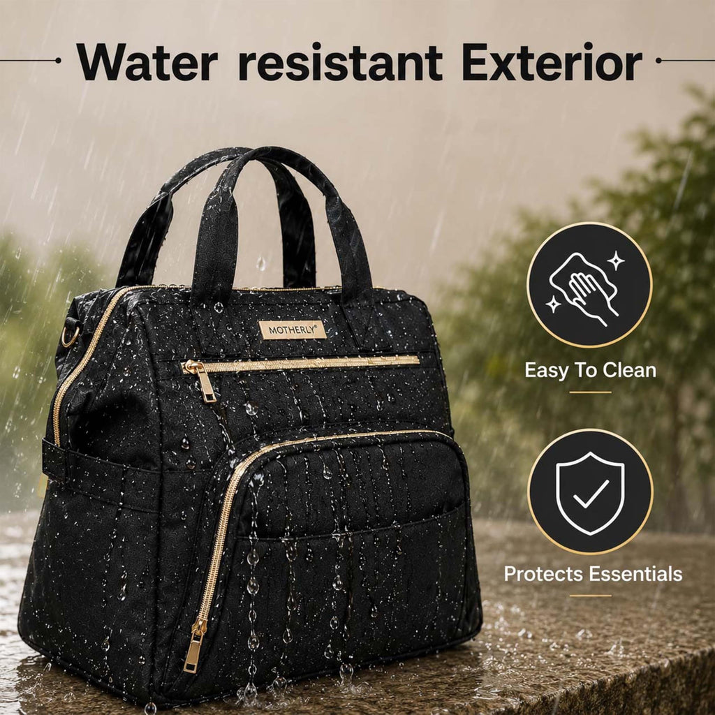 Motherly Evoke Diaper Bag for Moms – Water-Resistant Maternity & Travel Bag with Multiple Pockets, Warranty & Special Offers