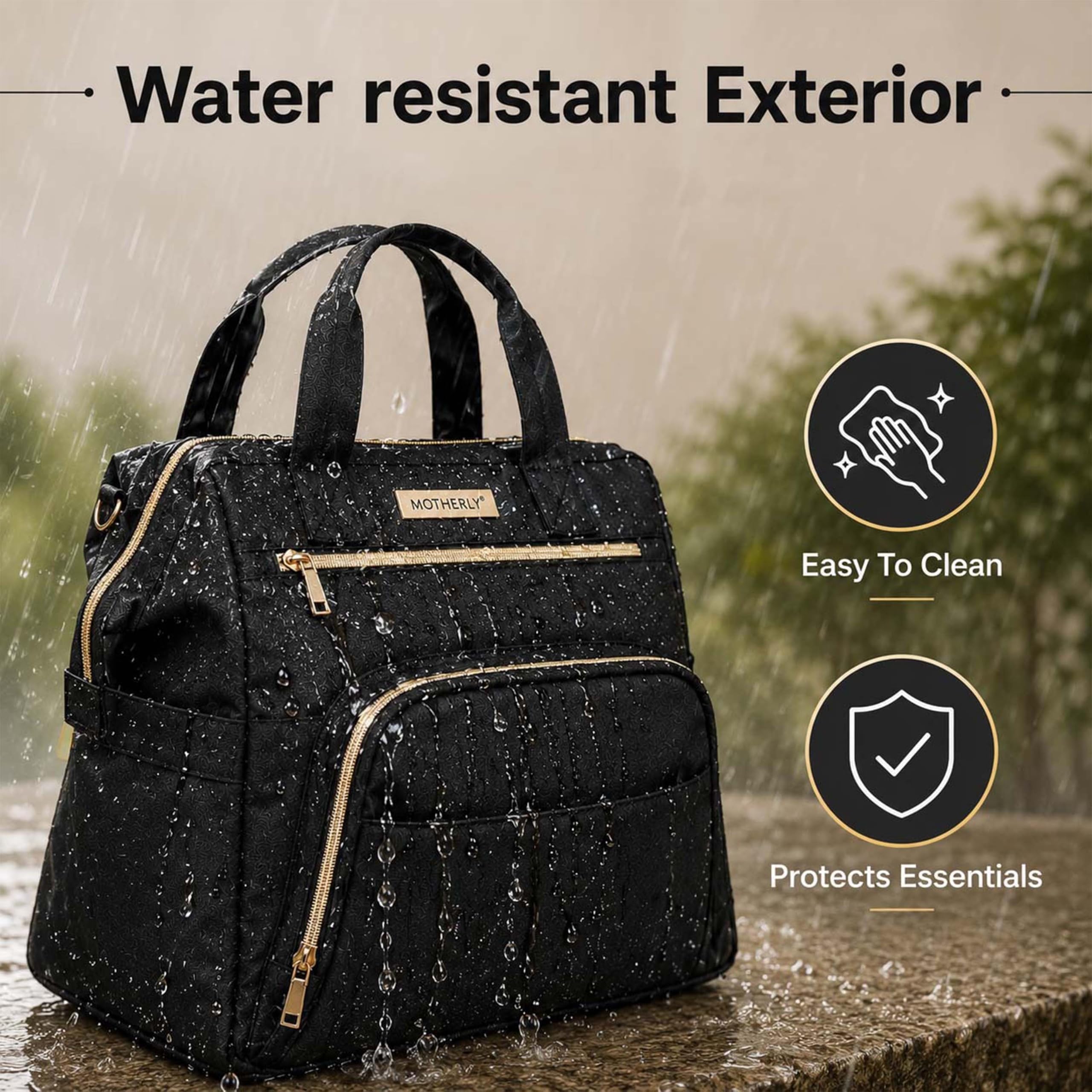 Motherly Evoke Diaper Bag for Moms – Water-Resistant Maternity & Travel Bag with Multiple Pockets, Warranty & Special Offers