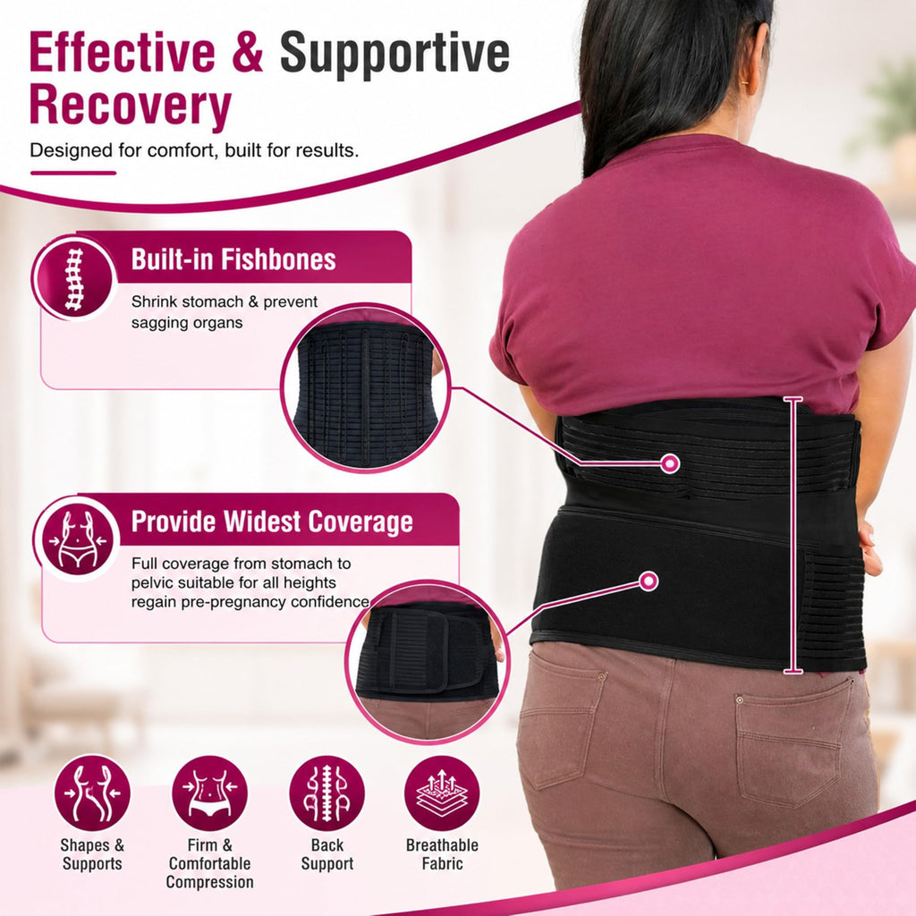 Motherly 3 In 1 Postpartum Recovery Belt (Fit From 30 Inch To 46 Inches Of Waist),One Size