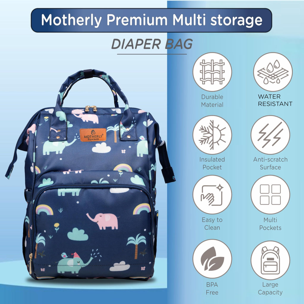 Motherly Flame Printed Diaper Bag for Mothers for Travel, Maternity Bag for Newborn Baby, Mother Travelling Bag, Multipocket Water Resistant, Hospital Bag for Mom with Warranty