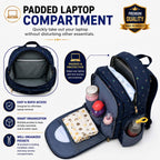Motherly Elite Diaper Bag for Mothers for Travel, Maternity Bag for Newborn Baby, Mother Travelling Bag, Multiple Pocket Water Resistant Hospital Bag for moms with complimentary offers (Blue Flower)