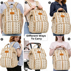 Motherly Patented Diaper Bag Backpack for Moms | Waterproof Baby Travel & Maternity Bag | Spacious Nappy Bag with Multiple Compartments, Insulated Bottle Pockets & Warranty (Ethnic Series, Cream))
