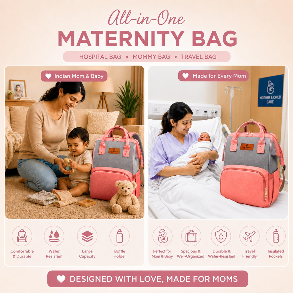 Motherly Patented Diaper Bag Backpack for Mothers | Waterproof Baby Travel & Maternity Bag | Multiple Compartments, Insulated Bottle Pockets, Warranty | Crown Series