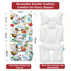 Motherly Baby Stroller Seat Cushion | Reversible and Universal Fit Pad for Strollers, High Chairs, Car Seats & Rockers | Soft, Breathable Pram Liner with Secure Straps & Safety Belt Slot - cartoon-diansour-1