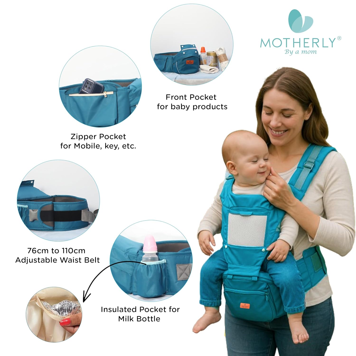 Motherly 6-in-1 Baby Carrier with Hip Seat & Head Support - MOTHERLY