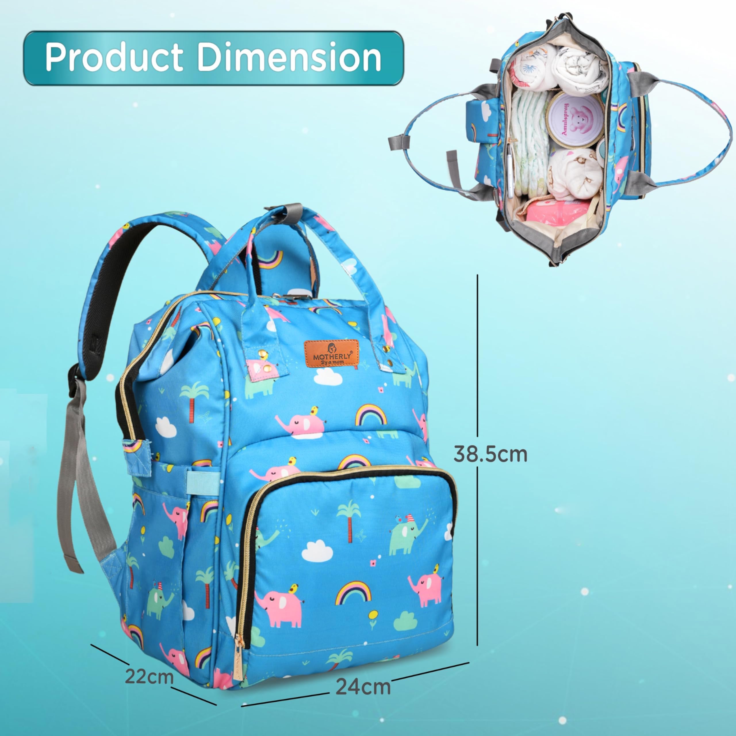 Motherly Flame Print Diaper Bag for Moms – Water-Resistant Travel & Maternity Bag with Multiple Pockets & Warranty