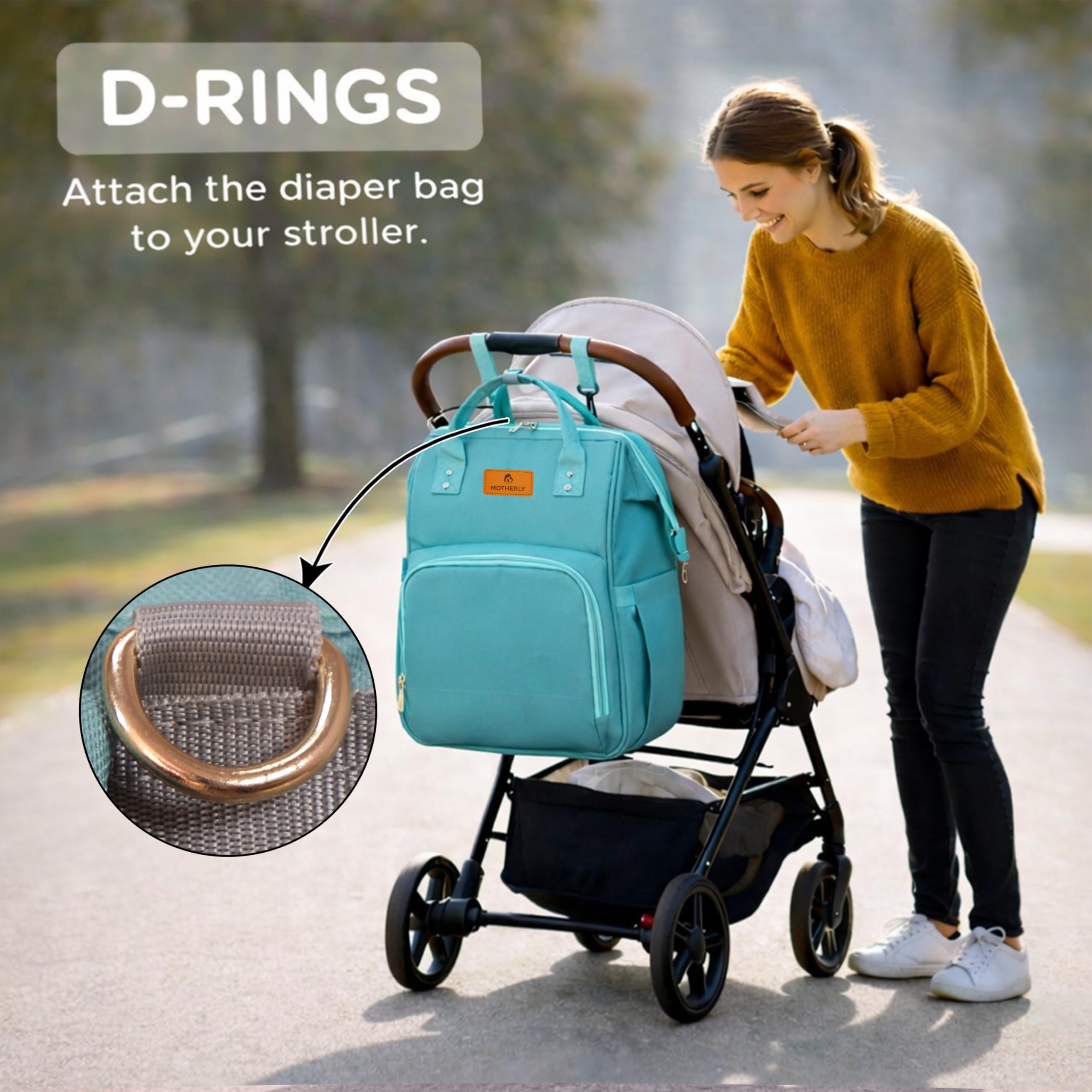 Motherly Patented Diaper Bag for Moms & Newborn Baby, Maternity Travel & Hospital Bag, Water-Resistant Baby Care Organizer with Multiple Storage Pockets (Everyday Series)