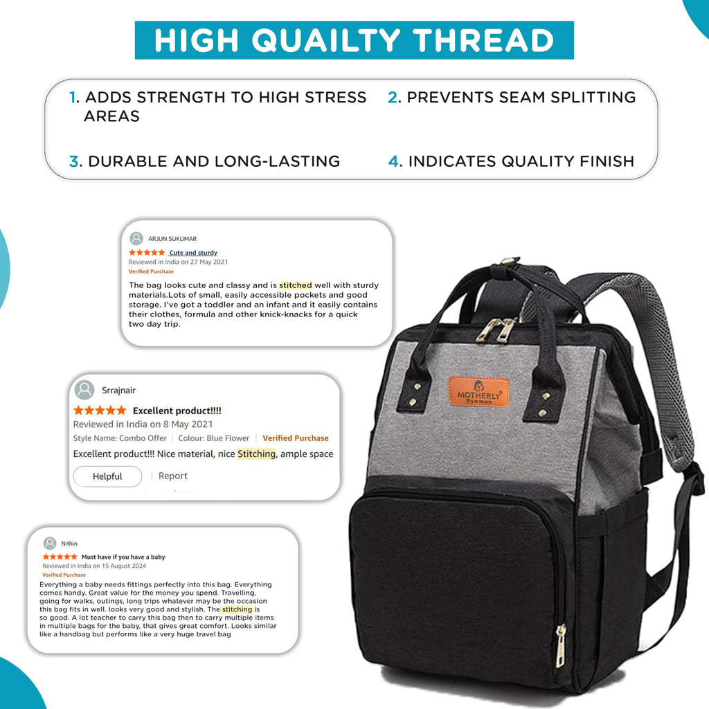 Motherly Crown Diaper Bag for Moms – Water-Resistant Travel & Maternity Bag with Multiple Pockets & 6-Month Warranty