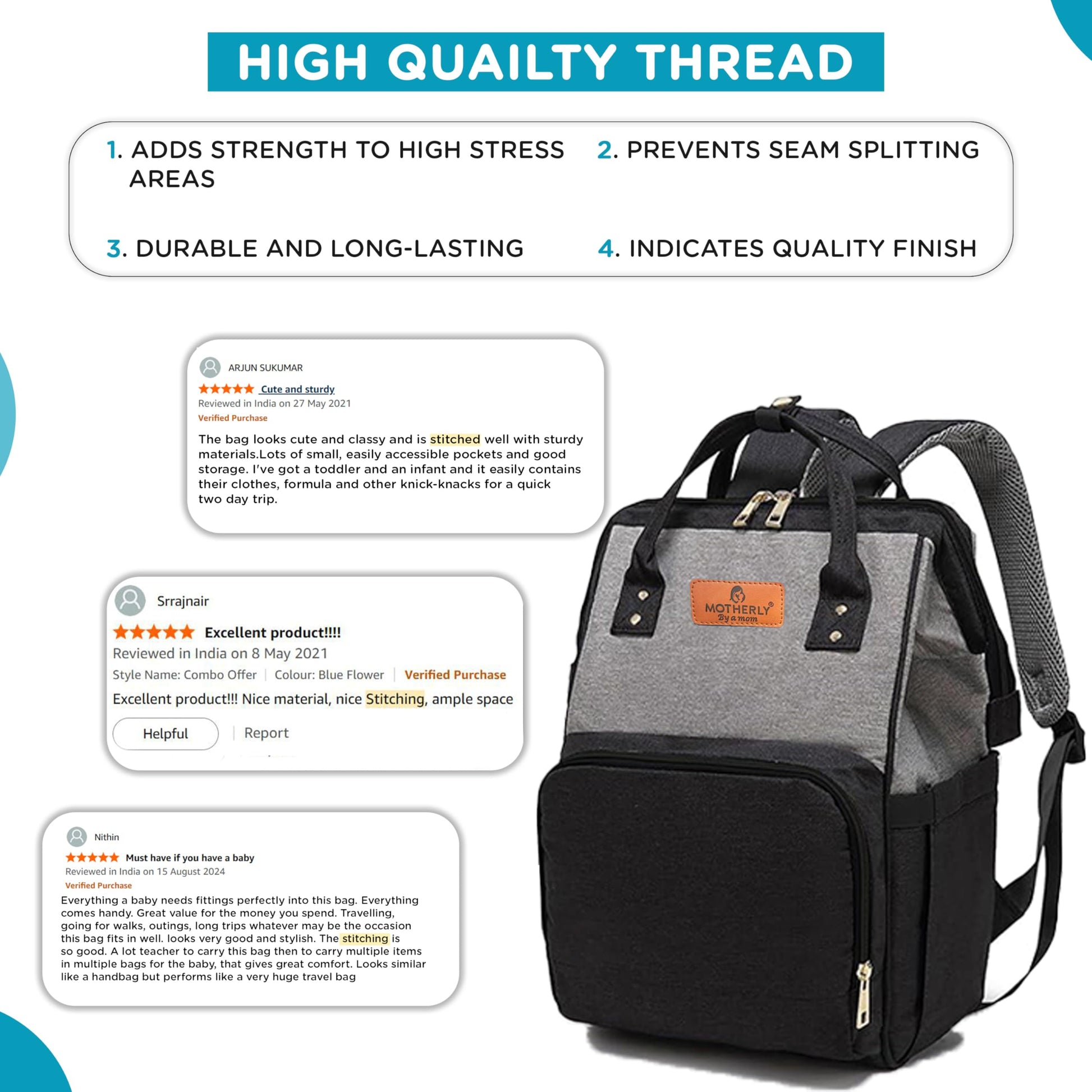 Motherly Crown Diaper Bag for Mothers for Travel with 6 Month Warranty/Multipocket Baby bag for mother travel/Water-resistant Diaper bags for mom/Maternity bags for mother and baby