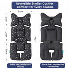 Motherly Baby Stroller Seat Cushion | Reversible and Universal Fit Pad for Strollers, High Chairs, Car Seats & Rockers | Soft, Breathable Pram Liner with Secure Straps & Safety Belt Slot - white-star