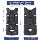 Motherly Baby Stroller Seat Cushion | Reversible and Universal Fit Pad for Strollers, High Chairs, Car Seats & Rockers | Soft, Breathable Pram Liner with Secure Straps & Safety Belt Slot - white-star