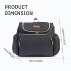 Motherly Diaper Quilted Diaper Bag for Mothers for Travel with Changing Mat - Spacious Diaper Bags for Mom | Baby Bag with Multi-Pocket Design | Maternity Bags for Mother and Baby (Black) - MOTHERLY