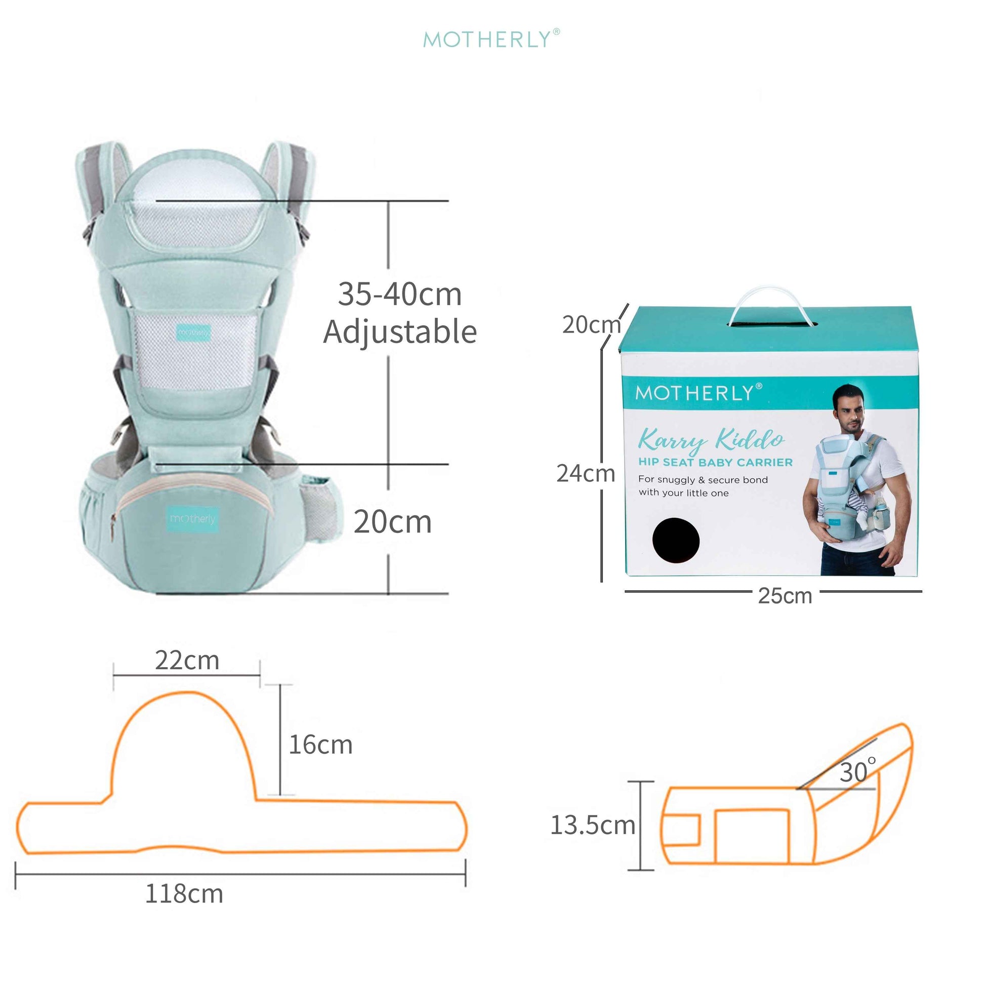 Motherly Baby Carrier for 0 to 3 Year Baby – Adjustable Hands Free 6-in-1 Baby Carrier with Detachable Hip Seat | baby carrier for new born |  Toddler Carrier with Head Support & Buckle Strap for Hiking & Everyday Use (Blue)