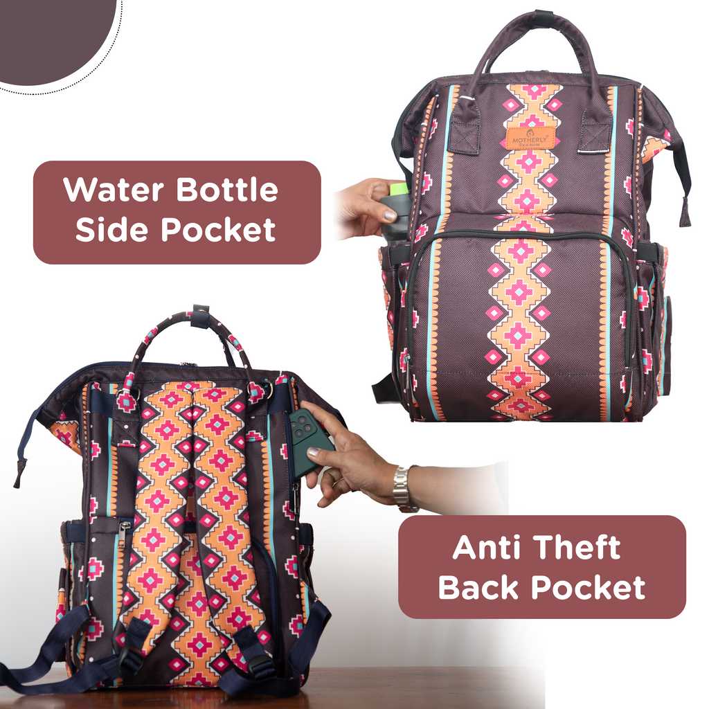 Motherly VivaLuxe Baby Bag for Mother Travel with Warranty/Diaper Bag with Insulated Baby Bottle Pocket/Diaper Bag for Mothers for Travel with Multi Compartments, Diaper Bags for Mom (Black)