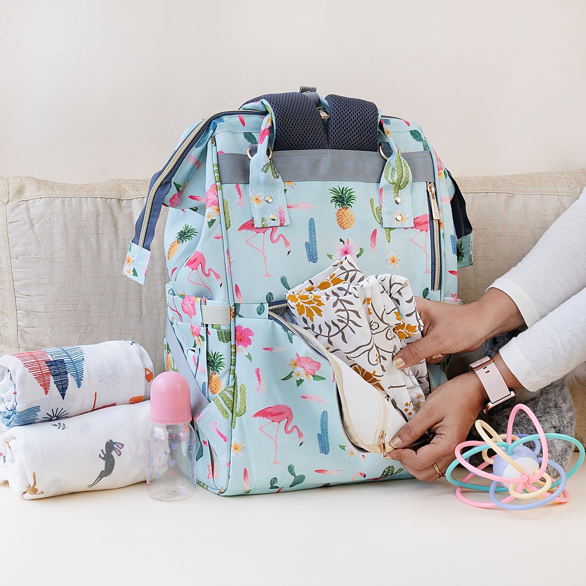 Motherly Elegant Diaper Bag for Mothers for Travel, Maternity Bag for Newborn Baby, Mothers Travelling Bag, Multipocket Water Resistant Baby Bag, Hospital Bag for Moms with Warranty