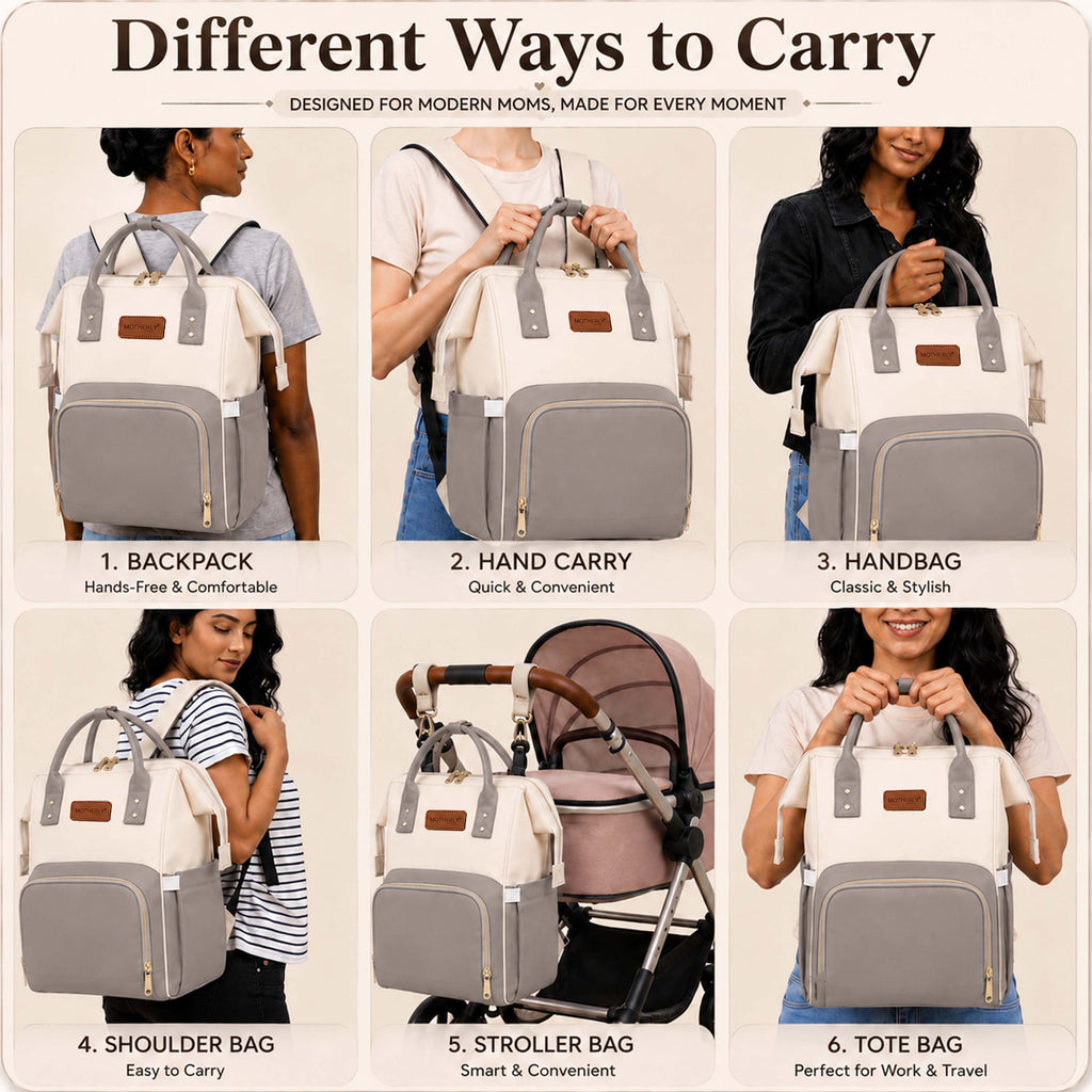 Motherly Patented Design Maternity Diaper Bag with Accessories | Waterproof Baby Travel Bag | Multi-Pocket Organizer for Newborn Essentials & Hospital Use (Envy Series)