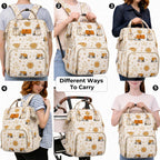 Motherly Imperial Diaper Bag Backpack | Elegant Elephant Print Maternity & Baby Travel Bag | Waterproof Diaper Bag with Insulated Pockets, Large Capacity & Premium Organization(Imperial Series, Cream)