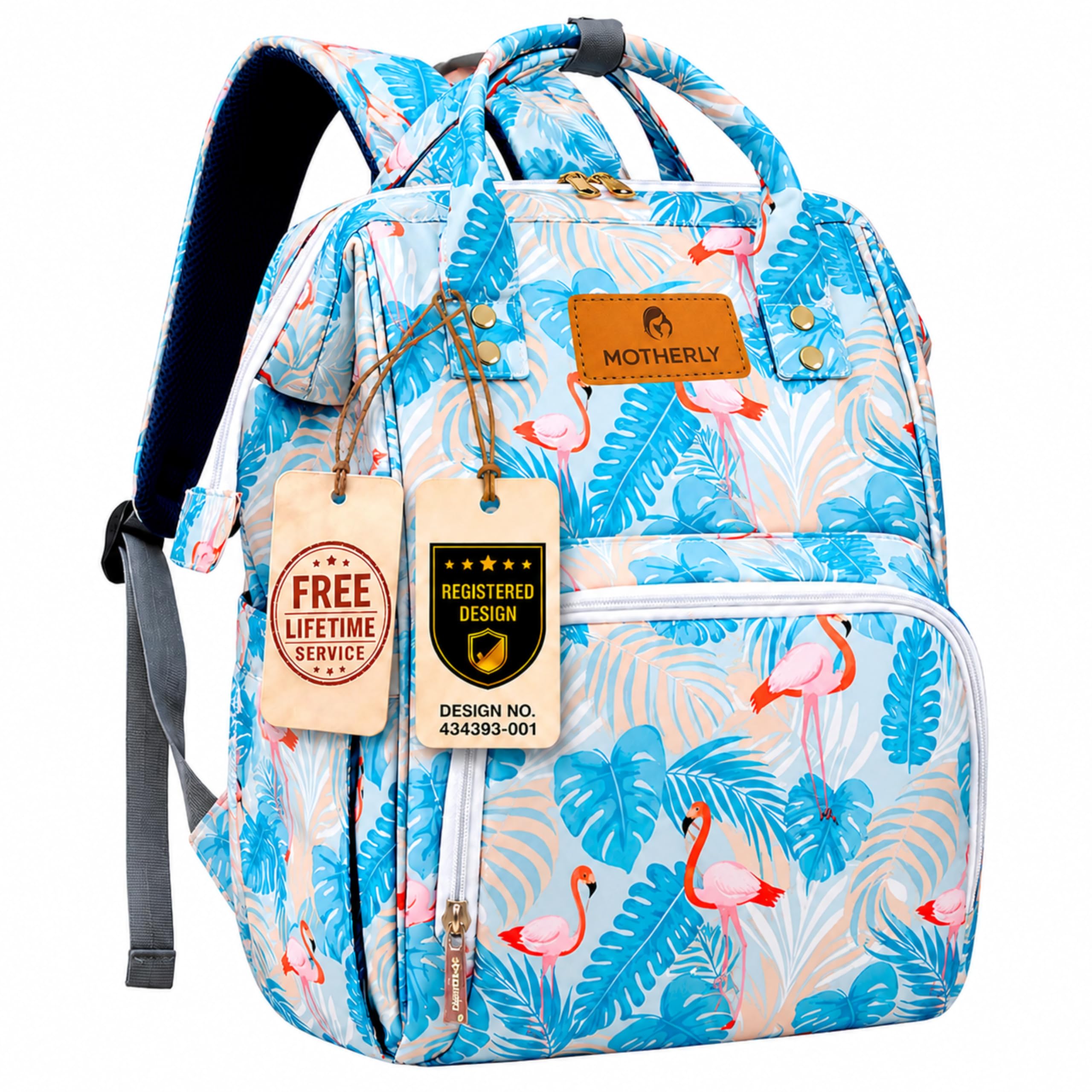 Motherly Patented Diaper Bag Backpack for Moms | Waterproof Baby Travel & Maternity Bag | Spacious Nappy Bag with Insulated Bottle Pockets & Warranty  (Elegant Series)