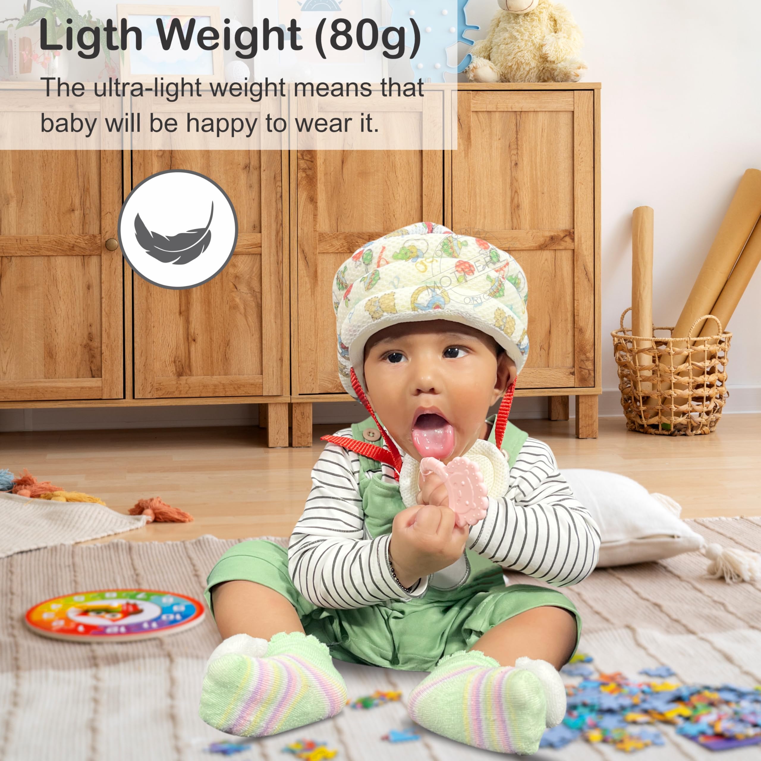 Motherly Toddler Safety Hat with Chin Strap - Alphabets