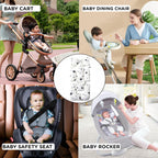 Motherly Baby Stroller Seat Cushion | Reversible and Universal Fit Pad for Strollers, High Chairs, Car Seats & Rockers | Soft, Breathable Pram Liner with Secure Straps & Safety Belt Slot - grey-star