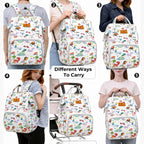 Motherly Patented Diaper Bag Backpack for Moms | Waterproof Baby Travel & Maternity Bag | Spacious Nappy Bag with Multiple Compartments, Insulated Bottle Pockets & Warranty (Kiddo Series, Dino)