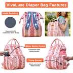 Motherly Patented Diaper Bag Backpack for Moms- (Ethnic Series, Pink)
