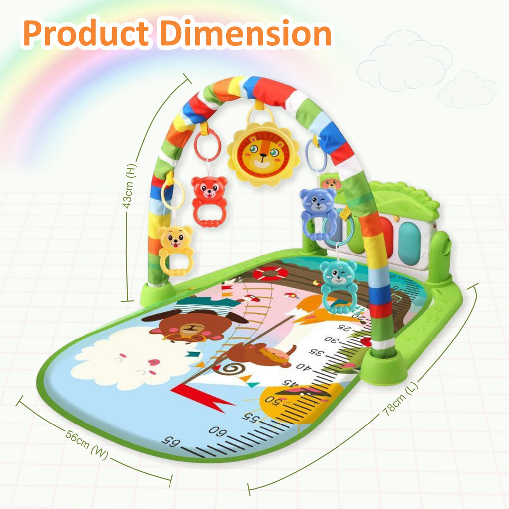 Motherly Musical Keyboard Baby Play Mat Gym with Colorful Piano and Fitness Rack - MOTHERLY