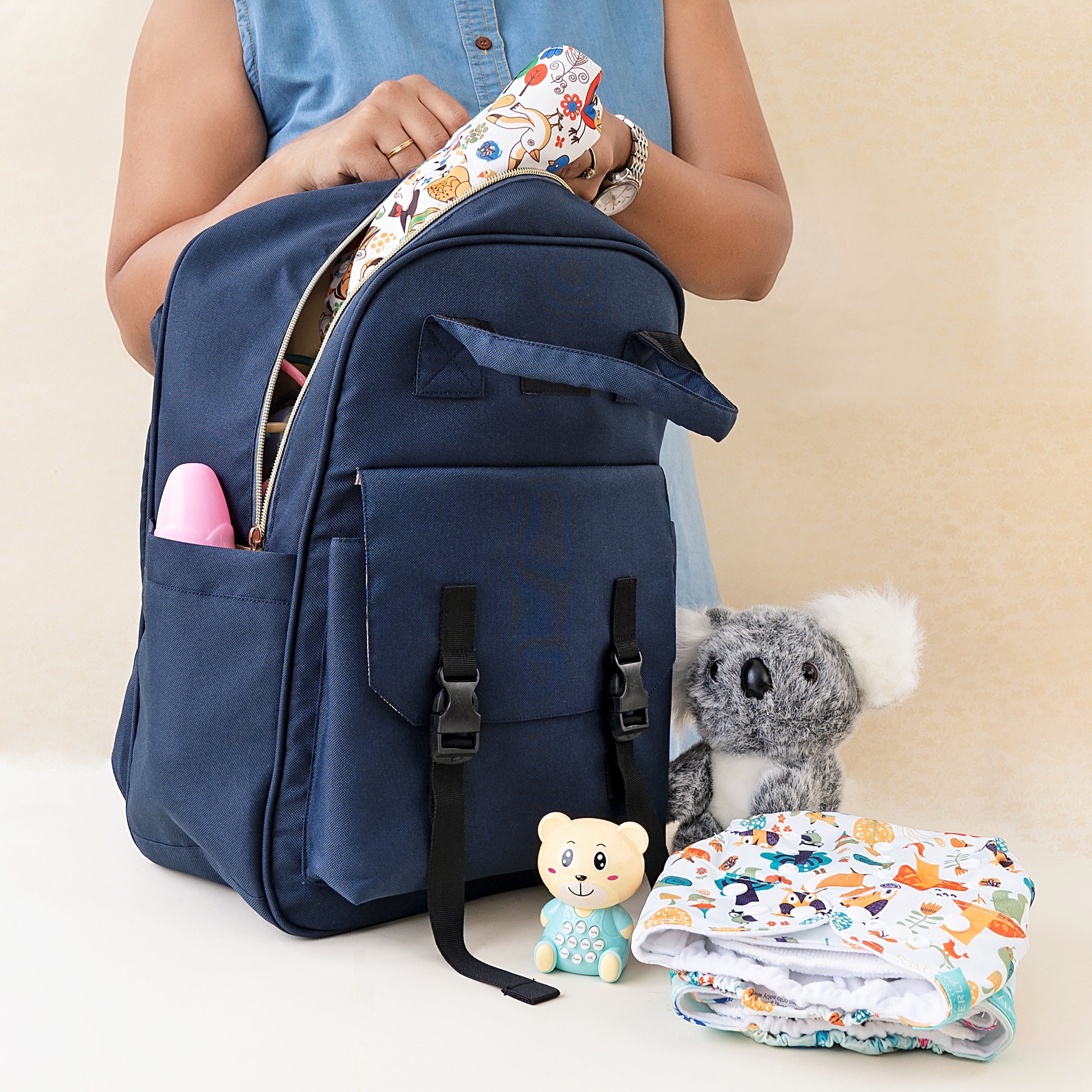 Motherly Solid Diaper Bag for Mothers for Travel, Maternity Bag for Newborn Baby, Mothers Travelling Bag, Multiple Pocket Water Resistant Baby Bag, Hospital Bag for moms (Black) - MOTHERLY