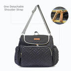 Motherly Diaper Quilted Diaper Bag for Mothers for Travel with Changing Mat - Spacious Diaper Bags for Mom | Baby Bag with Multi-Pocket Design | Maternity Bags for Mother and Baby (Black) - MOTHERLY