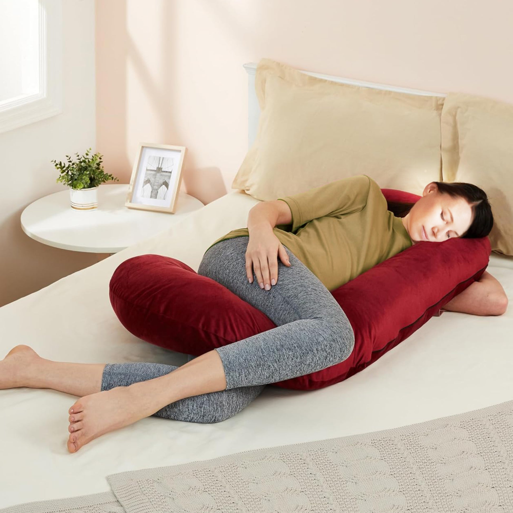 Motherly Maternity Pillows for Pregnancy Sleeping | Maternity Pillow for Pregnant Women (Dark Pink) - MOTHERLY