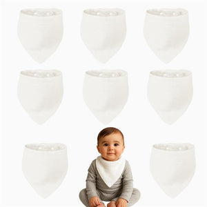 Motherly Bib for Baby 0 to 6 Month – Soft Muslin Baby Apron, Adjustable & Absorbent Bibs for Newborns to 12 Months Boys and girl (Multicolor, Pack of 5) - Set Of 8 / White