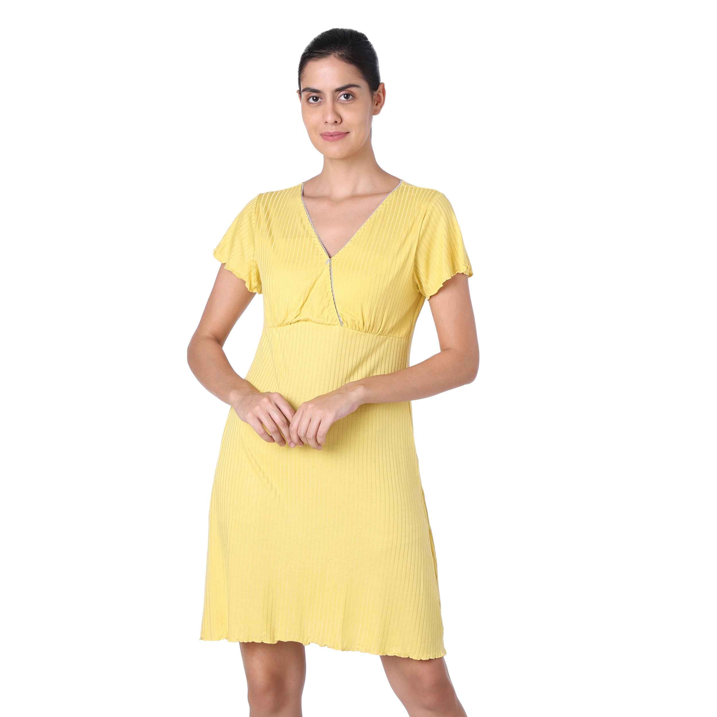 Motherly Women's Soft Modal Cotton Maternity Nursing Top and Skirt Loungewear (Large, Pink-Style4)