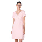 Motherly Women's Soft Modal Cotton Maternity Nursing Top and Skirt Loungewear (Large, Pink-Style4)