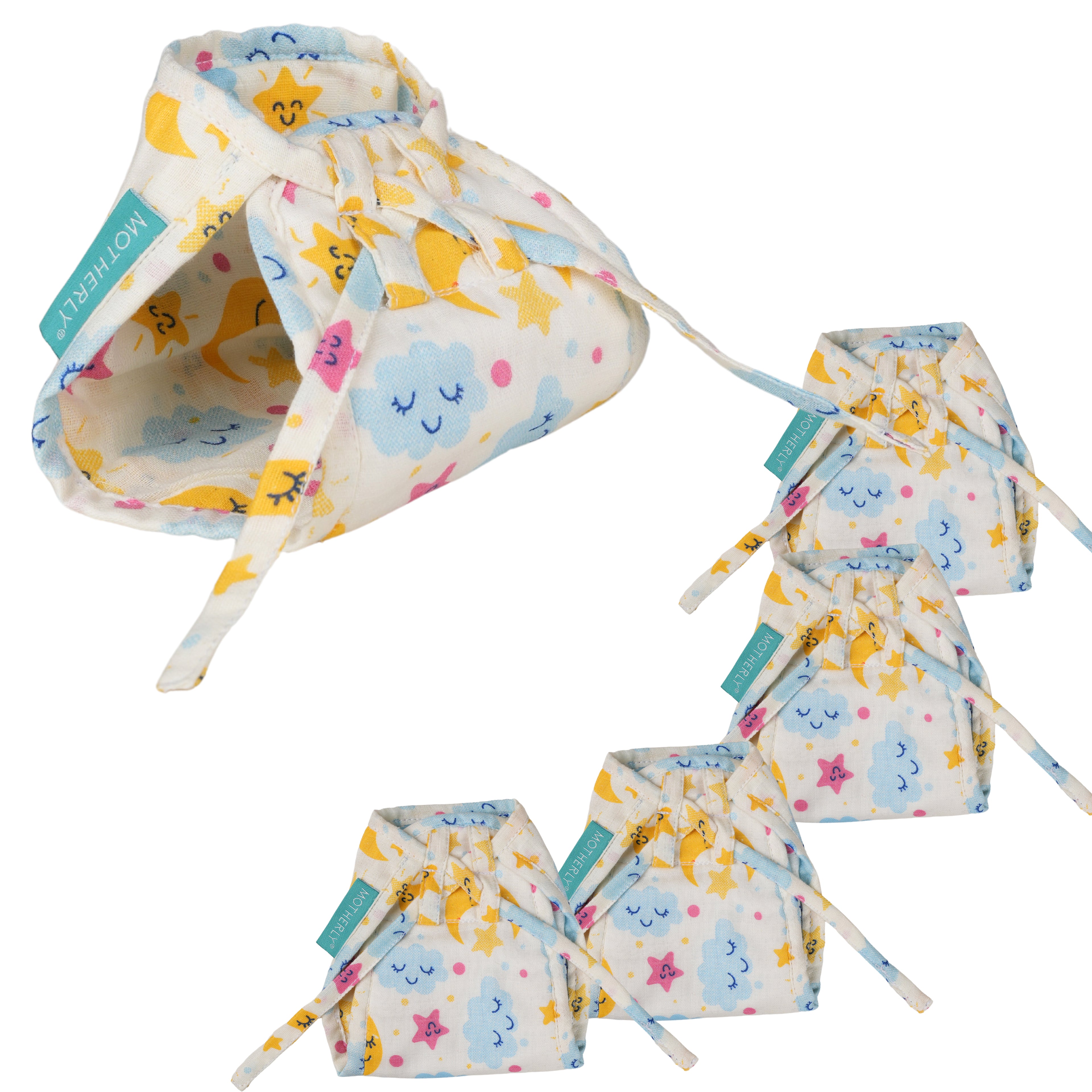 Motherly Millenial Langot for Babies, Reusable, Ultra-Soft langot with in-built insert Nappies(Set of 5, 0-6 Months) - MOTHERLY