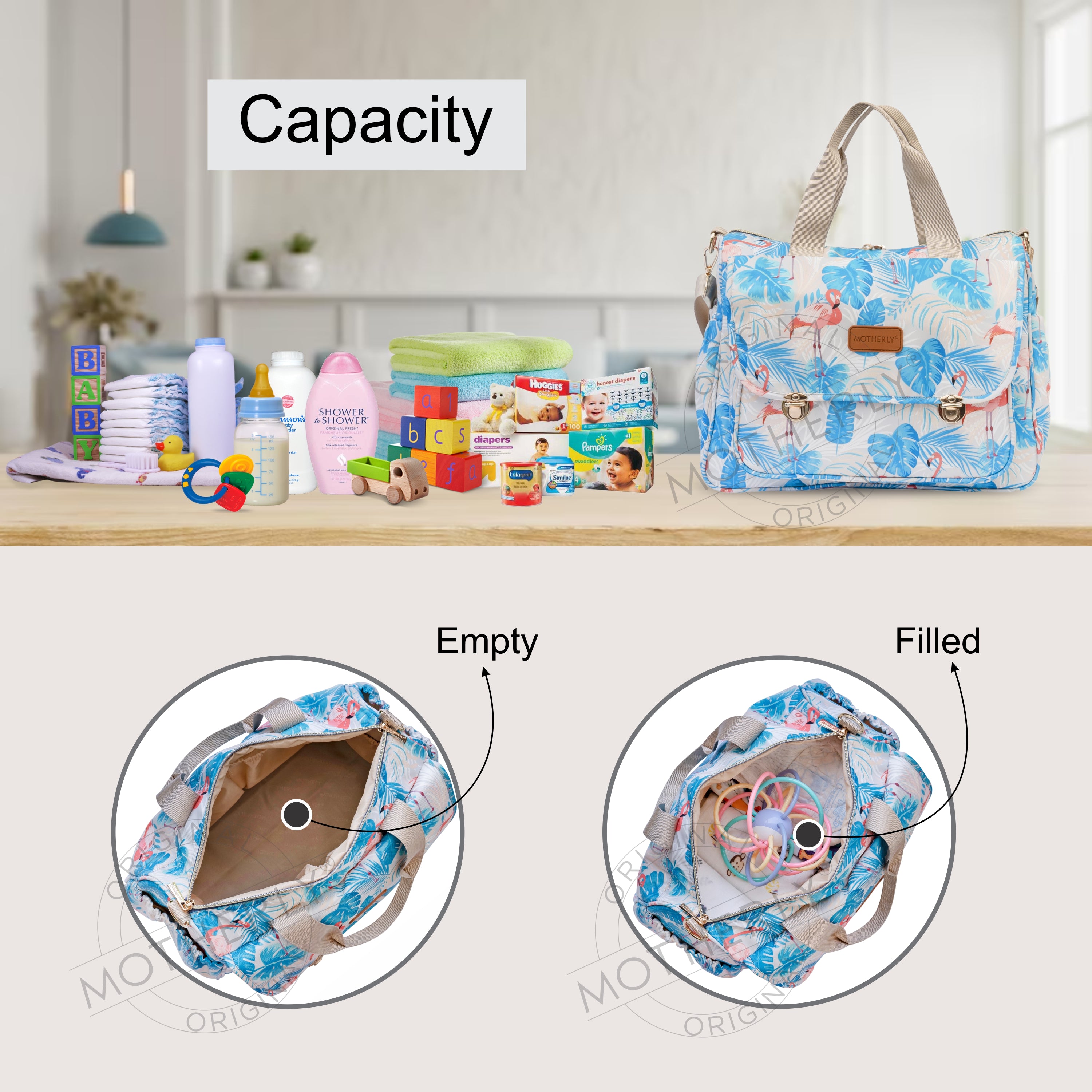Motherly Glory Tote Diaper Bag for Mothers for Travel, Maternity Bag for Newborn Baby, Mothers Travelling Bag, Multiple Pocket Water Resistant Baby Bag, Hospital Bag for moms - MOTHERLY