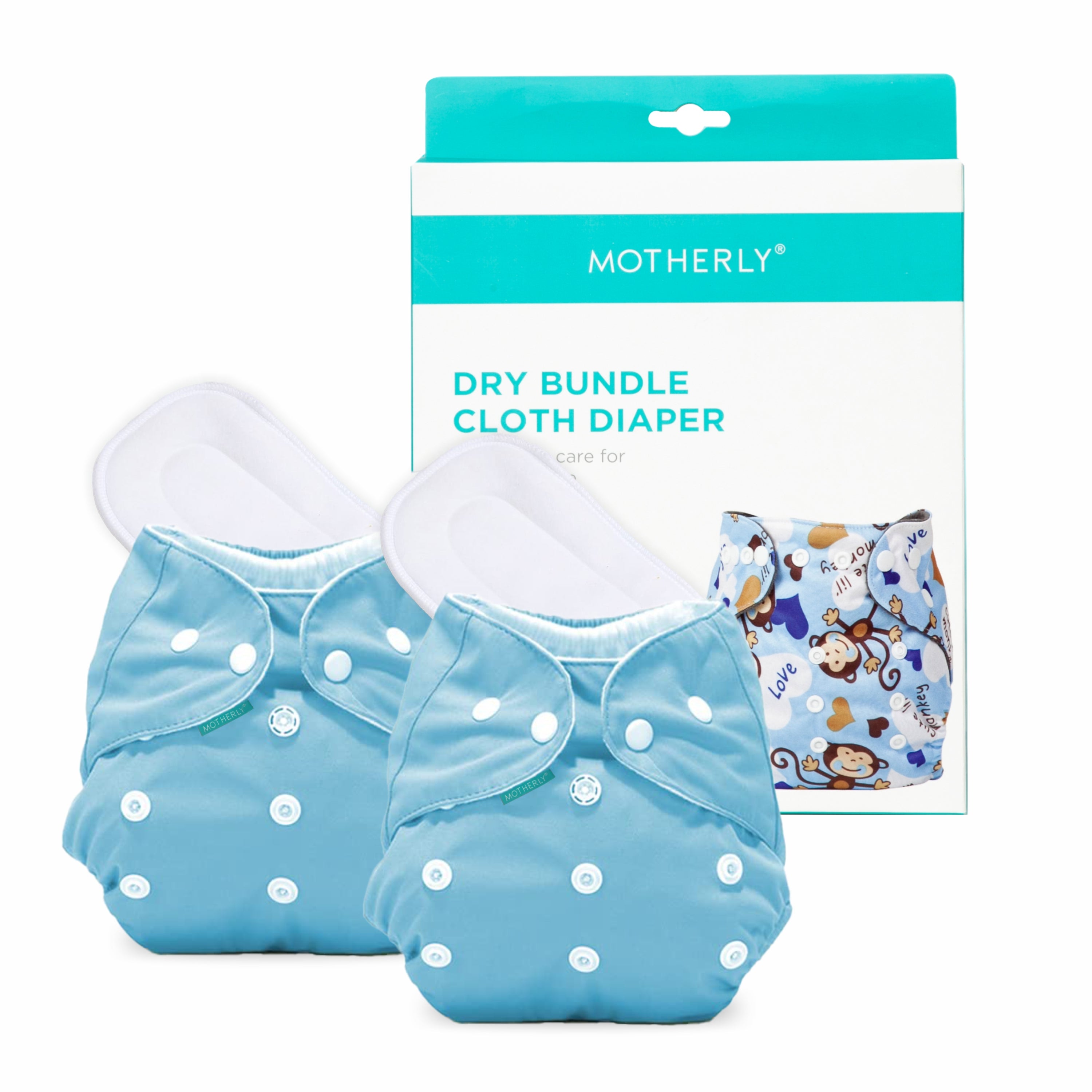 Motherly Newborn Baby Reusable Cloth Diapers, Infant Diaper Nappies Pack of 2 - MOTHERLY