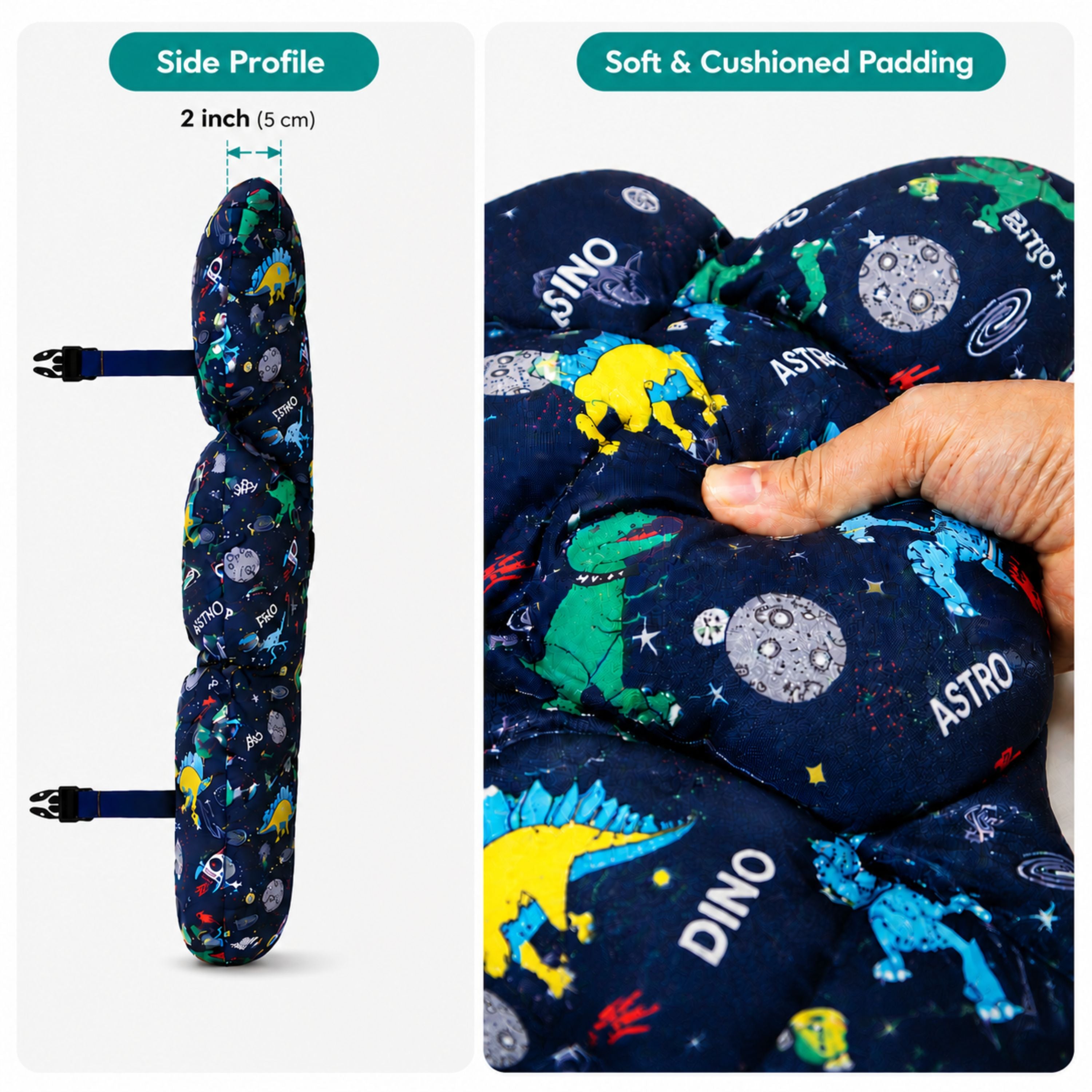 Motherly Baby Stroller Seat Cushion | Reversible and Universal Fit Pad for Strollers, High Chairs, Car Seats & Rockers | Soft, Breathable Pram Liner with Secure Straps & Safety Belt Slot - Car