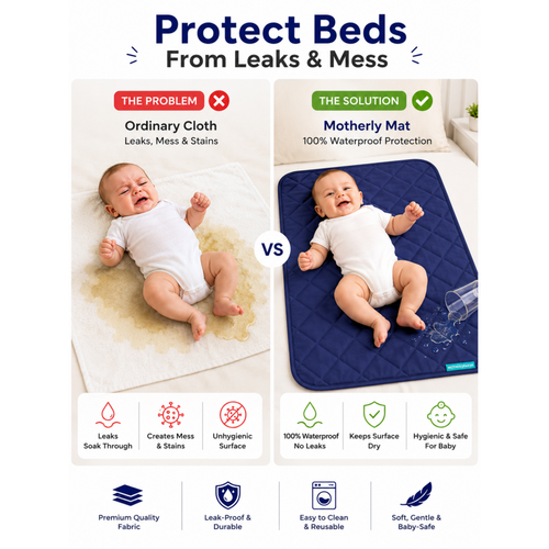 Motherly Reusable & Washable Baby Diaper Changing Mat and Oil Massage Mat, Portable One-Hand Foldable pad Water-Resistant Bed Protector for Newborn Boys & Girls (72 x 42 cm, 0-12 Months)