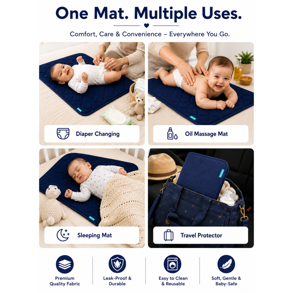 Motherly Oil Massage Mat for Newborns – Reusable & Washable Pad (72x42 cm, 0–12 Months)