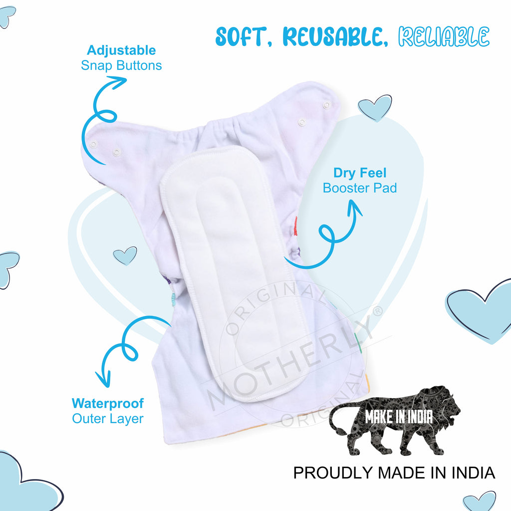 Motherly Newborn Baby Reusable Cloth Diapers, Infant Diaper Nappies Pack of 2 - MOTHERLY